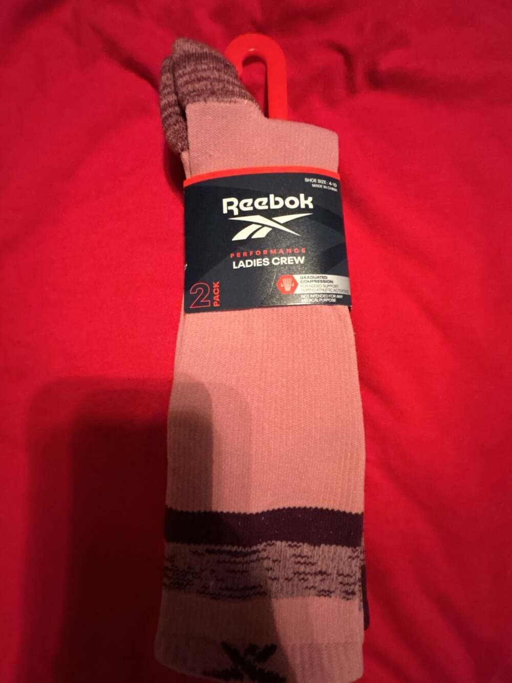 Reebok Ladies Performance Crew Socks 2-Pack Size 4-10